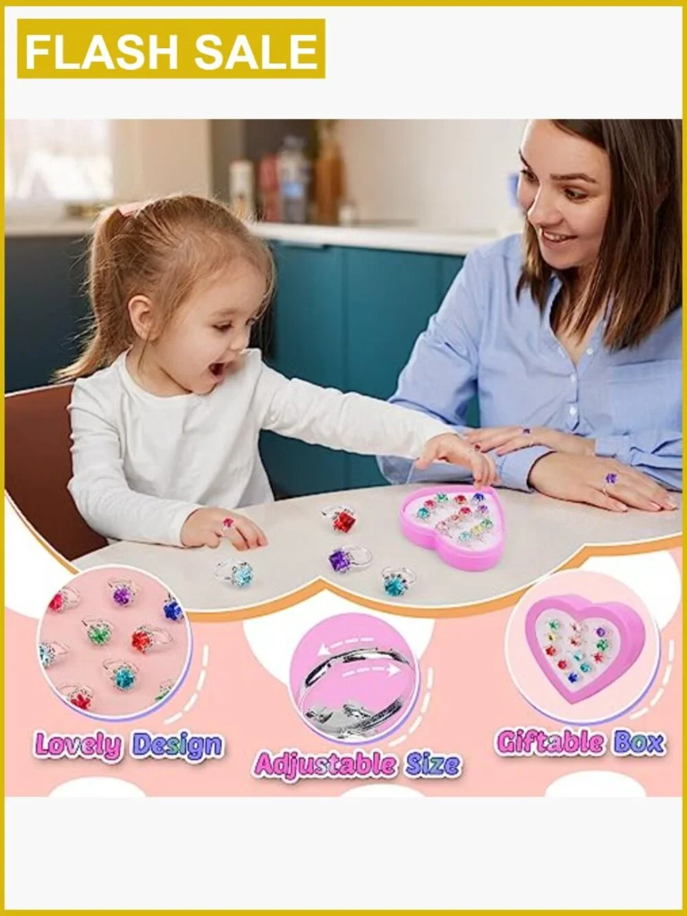 12 Adjustable Dress Up Rings for Girls
